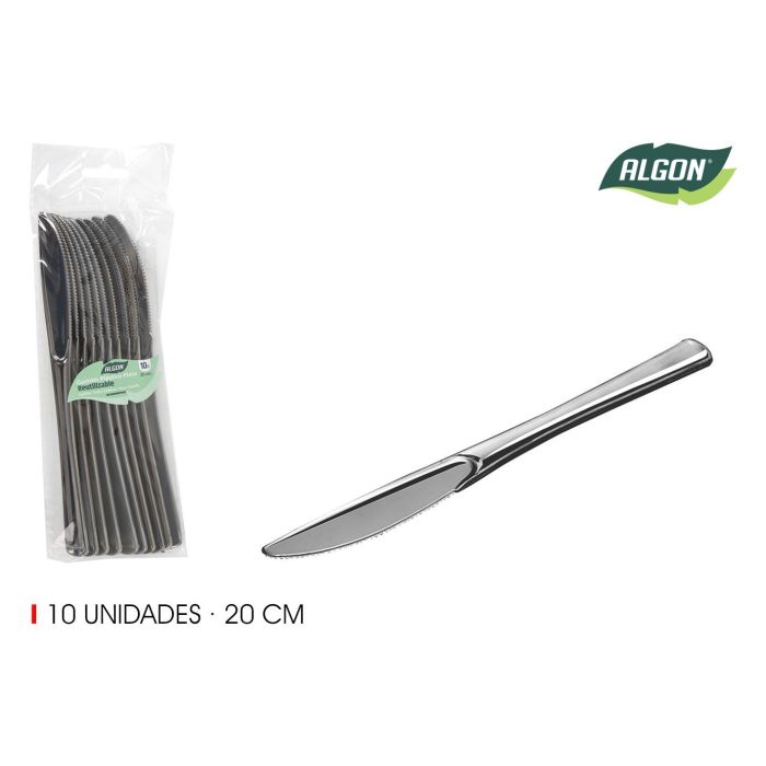 Set de 10 cuchillos grandes plata 20 cm Algon (24 Unidades) Set de 10 cuchillos grandes plata 20 cm Algon (24 Unidades)