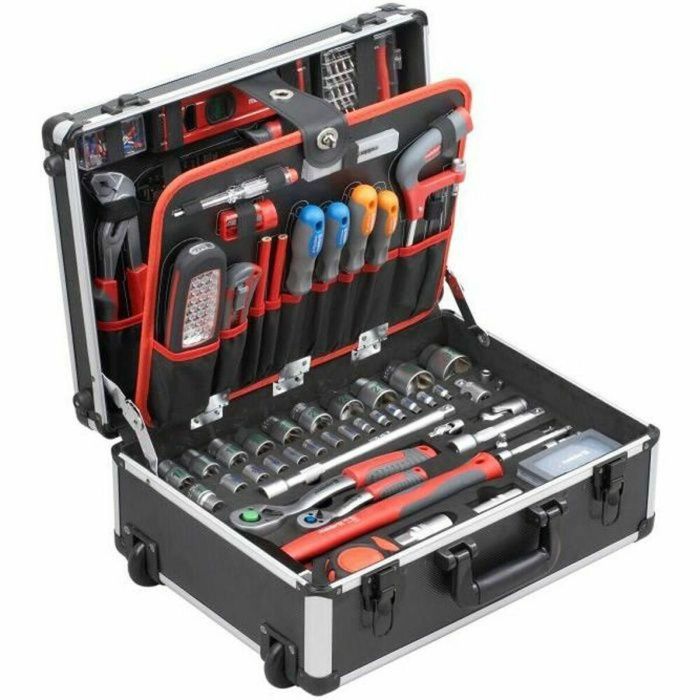 Meister Carro de Herramientas con 156 Piezas: Kit Completo de Alicates, Llaves y Destornilladores para Taller y Bricolaje Meister Carro de Herramientas con 156 Piezas: Kit Completo de Alicates, Llaves y Destornilladores para Taller y Bricolaje