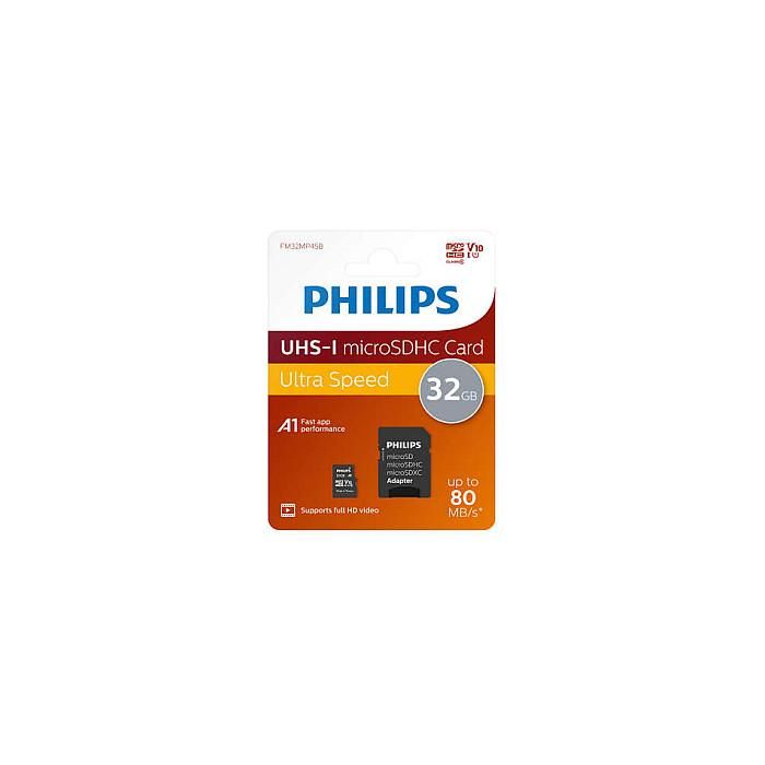 Philips FM32MP45B/00 Tarjeta MicroSDHC 32GB Clase 10 UHS-I U1 con Adaptador 1 Philips FM32MP45B/00 Tarjeta MicroSDHC 32GB Clase 10 UHS-I U1 con Adaptador 1