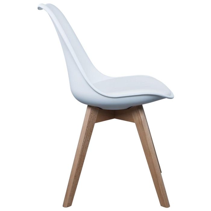 Home Deco Factory Silla Acolchada Blanca COPENHAGUE, Diseño Escandinavo Beech Tulipa Charles Eames, Patas de Madera de Haya, Asiento Acolchado 2 Home Deco Factory Silla Acolchada Blanca COPENHAGUE, Diseño Escandinavo Beech Tulipa Charles Eames, Patas de Madera de Haya, Asiento Acolchado 2