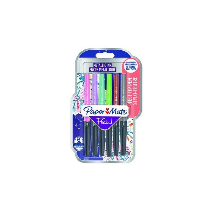 Rotulador Fibra Paper Mate Metalicos Surtido Blister De 6