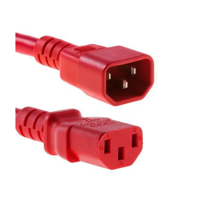 MicroConnect Cable de Extensión de Corriente C14 a C13 Rojo 3m para Computadoras y Monitores