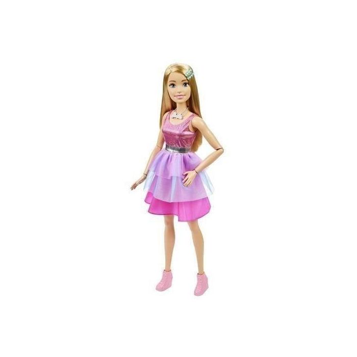 Barbie Muñeca rubia muy grande 71 cm, vestido rosa iridiscente, Barbie Fashionista desde 3 años, HJY02 5