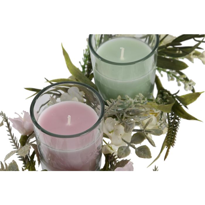 DKD Home Decor Vela Decorativa Shabby de Cera 60g - Set de 2 Piezas con Colores Surtidos Rosa y Verde - Dimensiones: 5x5x6 cm 3