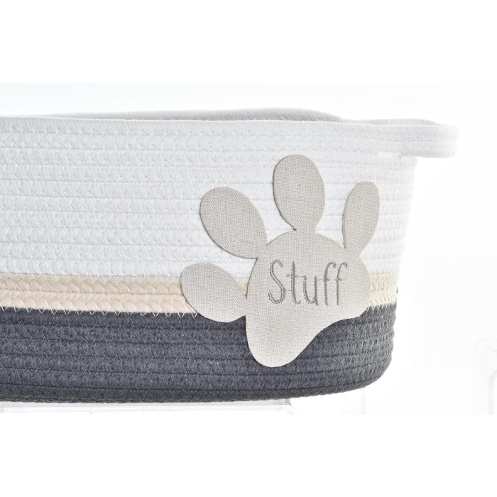 DKD Home Decor Cesta Algodón Blanco Gris Oscuro Crema 31 x 25 x 60 cm Set de 3 1