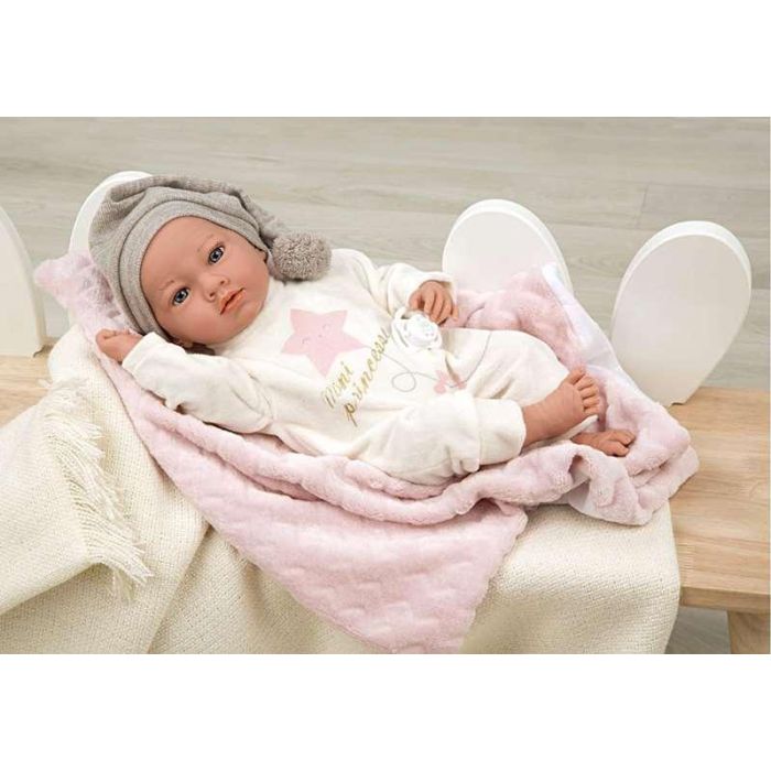 Muñeca elegance aria rosa con portabebe, incluye chupete (muñeco de peso)40 cm 3