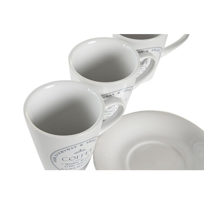 DKD Home Decor Tazas de Café Básicos de Gres 180ml, Set de 6 Piezas, Blanco 3