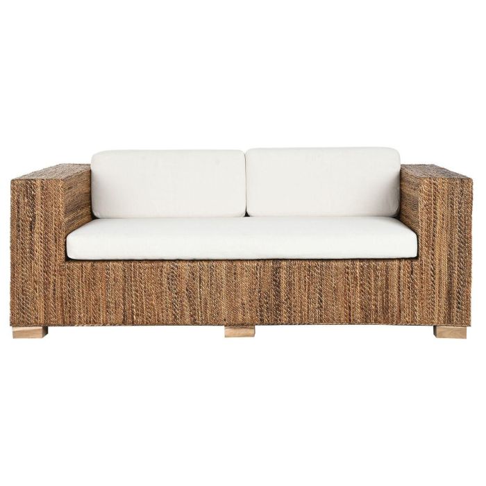 DKD Home Decor Banana 1c25 Sofá Item Home 3 Plazas con Cojines, Fibra y Teca Natural Blanco, 192x92x65 cm 1 DKD Home Decor Banana 1c25 Sofá Item Home 3 Plazas con Cojines, Fibra y Teca Natural Blanco, 192x92x65 cm 1