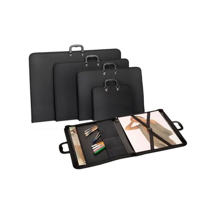 Carchivo Cartera Cremallera 50x70 cm Bandolera Con Asa Pp Gofrado Negro