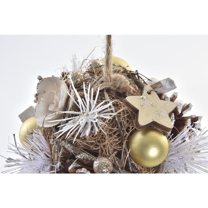 DKD Home Decor Bola Decoración Navidad Moderna Dorado Marron Piñas Natural 15 x 15 x 15 cm (2 Unidades) 2