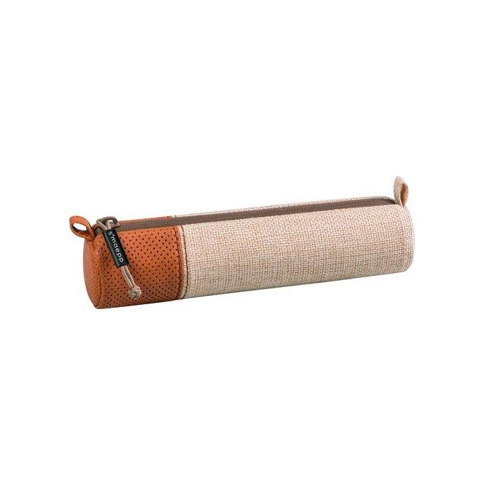 Portatodo Smaepp Soft S Redondo Lino Y Cuero Beige Y Marron