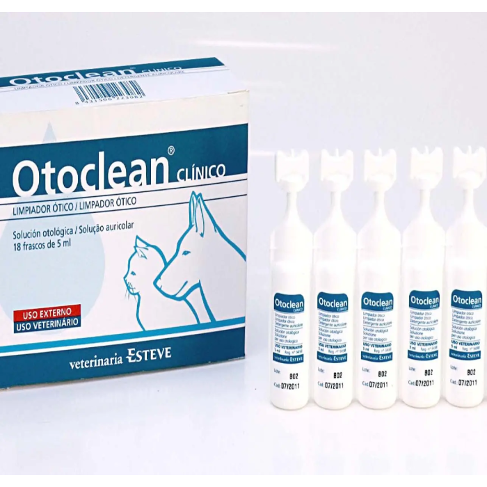 Otoclean - Limpiador Ótico para Perros con Ácido Salicílico, Láctico y Oleico - 18 Unidades x 5 mL Otoclean - Limpiador Ótico para Perros con Ácido Salicílico, Láctico y Oleico - 18 Unidades x 5 mL