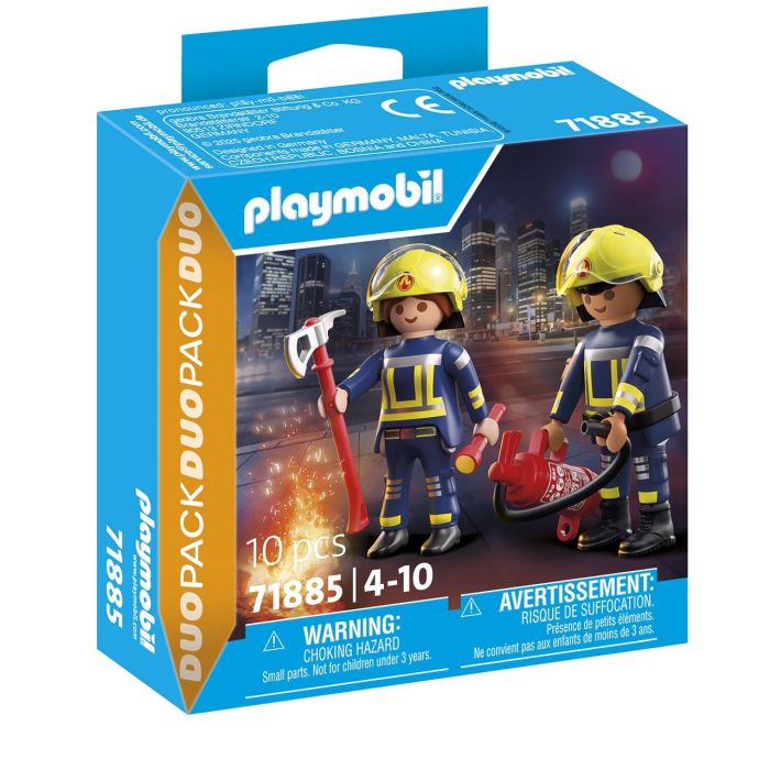 Playmobil Set de Bomberos con 2 Figuras, Hacha, Linterna y Extintor. Edad +3 años.