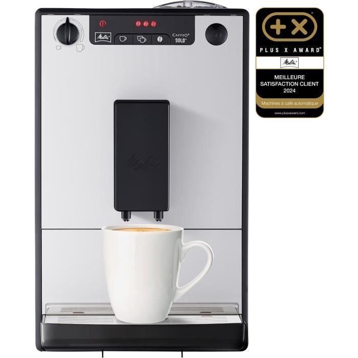 MELITTA E950-666 - Cafetera automática Solo Pure Silver - 1400W - 3 niveles de intensidad - Recipiente para granos de 125g MELITTA E950-666 - Cafetera automática Solo Pure Silver - 1400W - 3 niveles de intensidad - Recipiente para granos de 125g