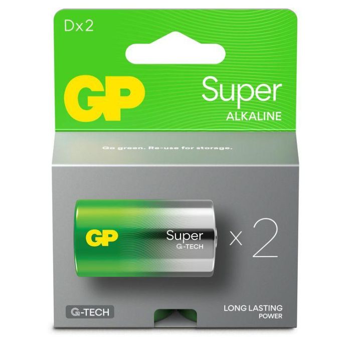 GP Batería Super Alkaline D LR20 13A, Pack de 2 0 GP Batería Super Alkaline D LR20 13A, Pack de 2 0