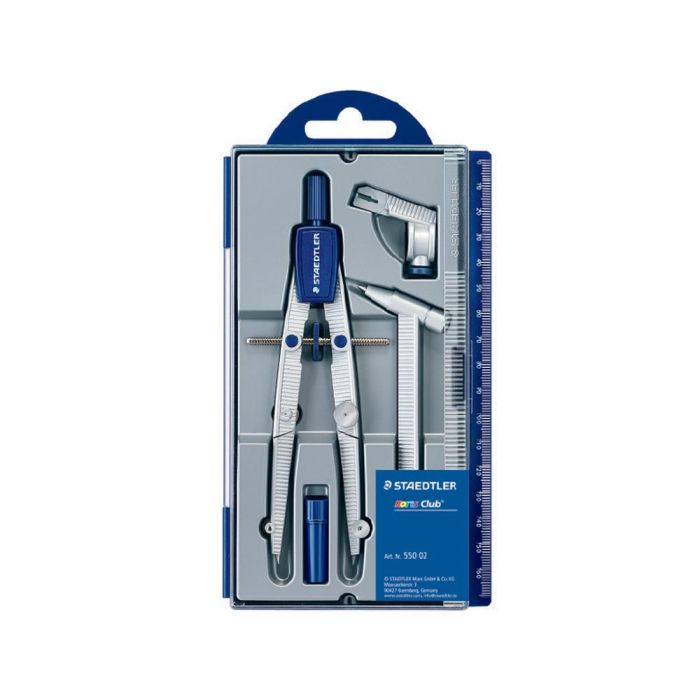 Staedtler Set De Compás Escolar Noris 550 Estuche Con Rueda Central Alargadera Y Adaptador Universal 1