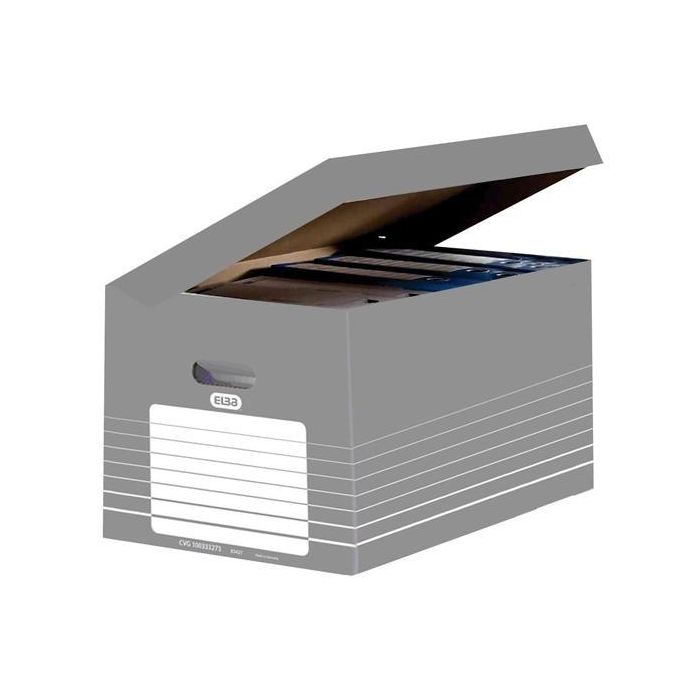 Elba Caja Contenedor Tapa Integrada Automontable 34,5x45 cm Gris