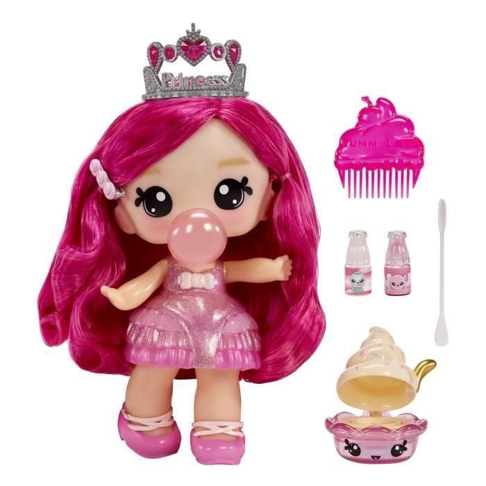 Yummiland - Muñeca grande de 25 cm para peinar y abrazar - Mascota + bálsamo labial perfumado - Bianca - 4 años