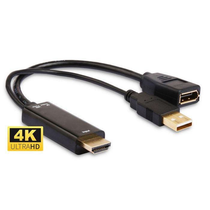 MicroConnect Convertidor HDMI a DisplayPort Activo con USB - Adaptador de Señal de Video