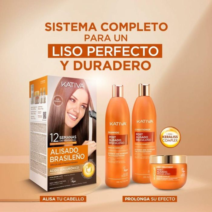 Kativa Profesional Post Alisado Brasileño - Lote 3 pz con Champú, Acondicionador - Keratina y Ácido Hialurónico Anti-Frizz 6 Kativa Profesional Post Alisado Brasileño - Lote 3 pz con Champú, Acondicionador - Keratina y Ácido Hialurónico Anti-Frizz 6