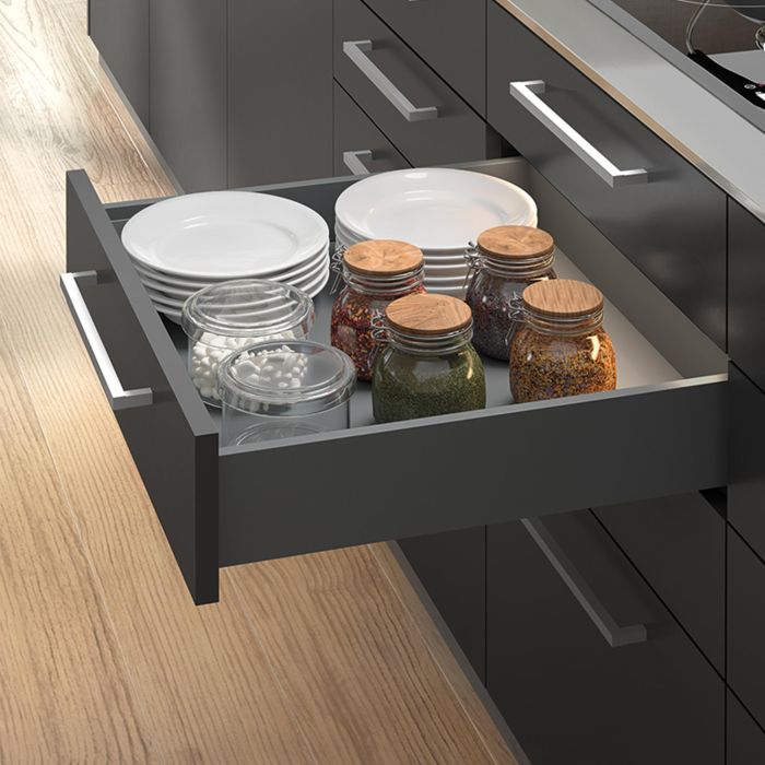 Emuca Kit de cajón para cocina o baño Vertex de altura 178mm con regulación 3D, tableros incluidos, módulo 600mm, Gris antracita 2 Emuca Kit de cajón para cocina o baño Vertex de altura 178mm con regulación 3D, tableros incluidos, módulo 600mm, Gris antracita 2