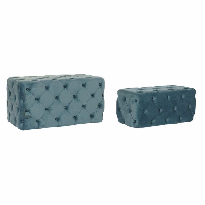 Descalzadora Glam DKD Home Decor Azul 53 x 48 x 88 cm Set de 2