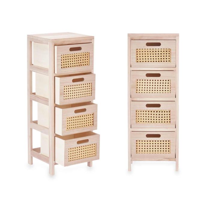 Cajonera de Rattan Giftdecor 4 Cajones 27x73x25 cm - Madera y Plástico Color Natural 2