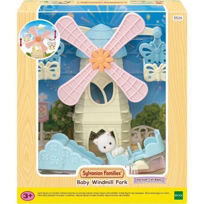 Sylvanian Families Molino de Viento de los Bebés con Tobogán, Columpio y Góndolas Giratorias - Set de Juego Infantil