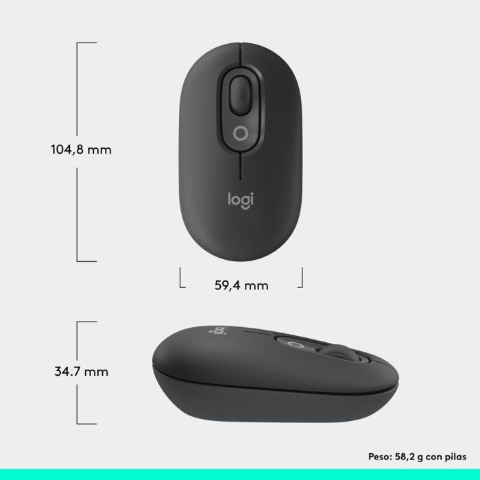Logitech Ratón Inalámbrico Pop Mouse Grafito - Tecnología Bluetooth, Personalizable, Duración Batería 24 Meses 8 Logitech Ratón Inalámbrico Pop Mouse Grafito - Tecnología Bluetooth, Personalizable, Duración Batería 24 Meses 8