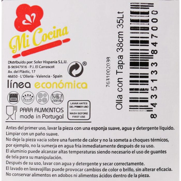 Mi Cocina Olla con Tapa de Aluminio 38 cm 35L 1