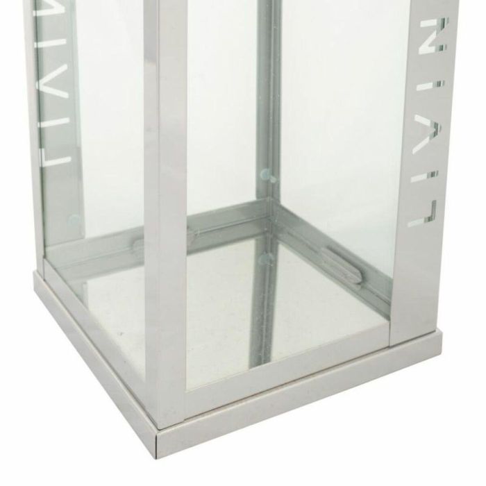 Farol Alexandra House Living Plata Vidrio Acero Inoxidable 18 x 30 x 18 cm 1