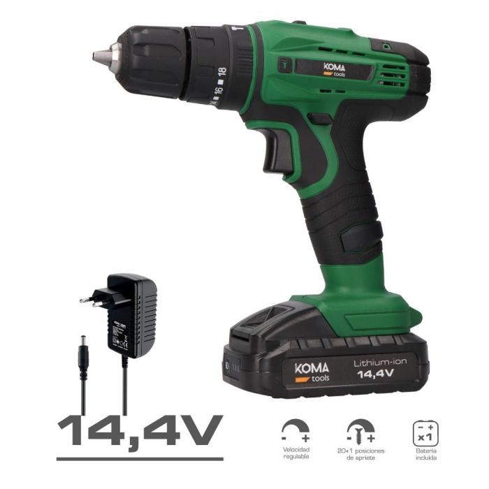Kit taladro percutor/atornillador 14,4 v con batería, cargador y 28 accesorios 1 Kit taladro percutor/atornillador 14,4 v con batería, cargador y 28 accesorios 1