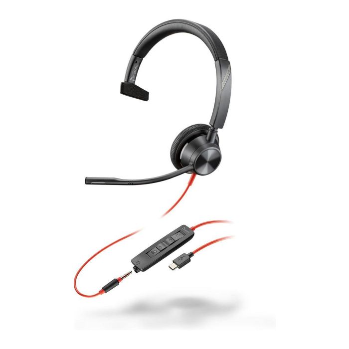 HP Blackwire 3315 Auriculares Monaural USB-C con Jack 3.5mm y Adaptador USB-C/A – Estilo y Confort Poly