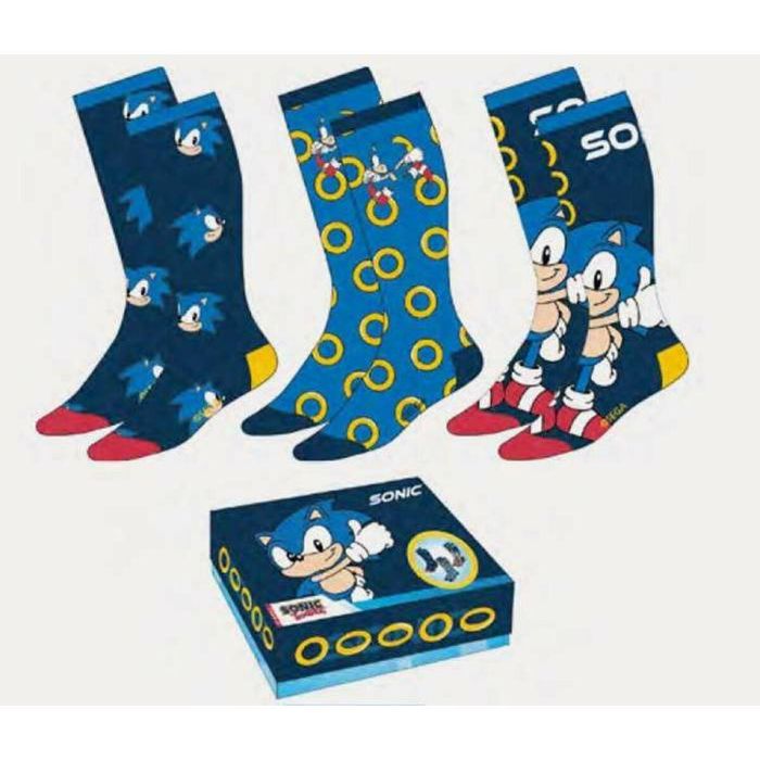 Cerdá Calcetines Triple Pack Sonic el Erizo Multicolor Unisex - Talla 35-41, Algodón Elástico