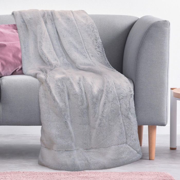 Home Deco Factory Manta Gris XXL 140x200 cm Imitación Piel Suave Poliéster 3