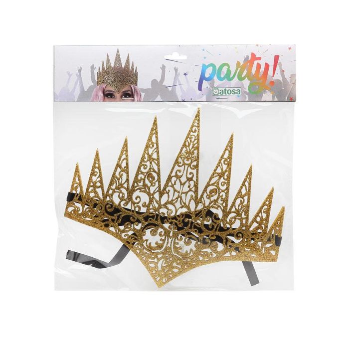 Corona Alta Dorada Brillante para Princesa o Reina Fantástica - Accesorio de Cuento para Fiestas Infantiles y Teatro 1 Corona Alta Dorada Brillante para Princesa o Reina Fantástica - Accesorio de Cuento para Fiestas Infantiles y Teatro 1