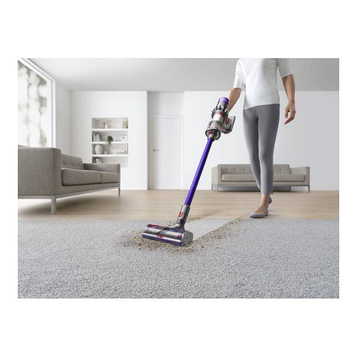 Dyson V11 Advanced Aspiradora Escoba 2 en 1 Sin Bolsa, Batería Recargable, Color Níquel/Púrpura, para Alfombra y Suelos Duros