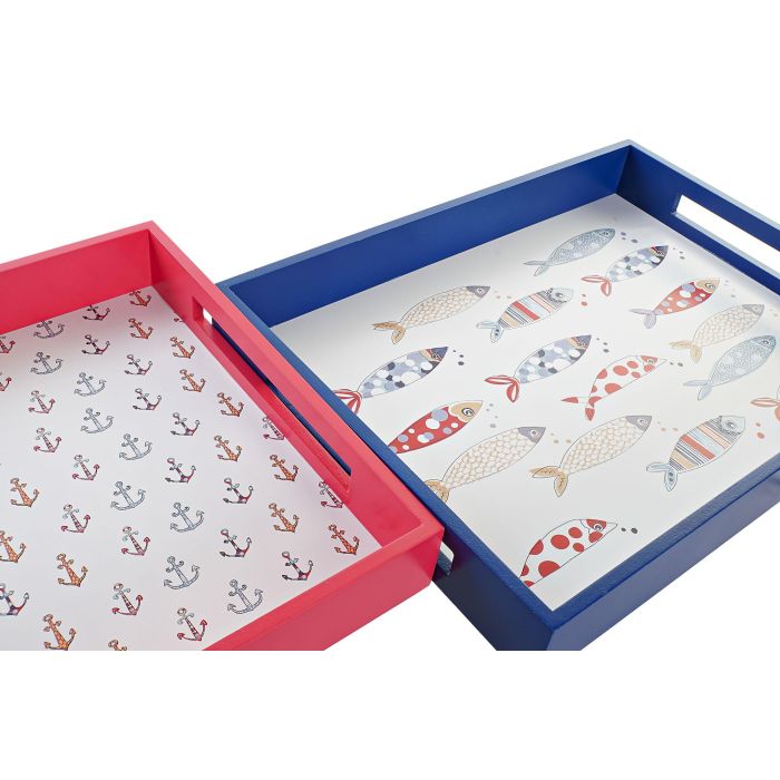 Bandeja Mediterraneo DKD Home Decor Multicolor Coral 30 x 5 x 40 cm (2 Unidades) 1