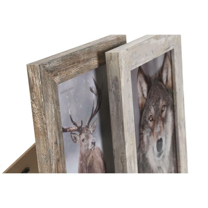 DKD Home Decor Marco de Foto para fotos de 15x20 cm estilo Scandi. Incluye 2 unidades, color Blanco Natural y frontal de Cristal. 2