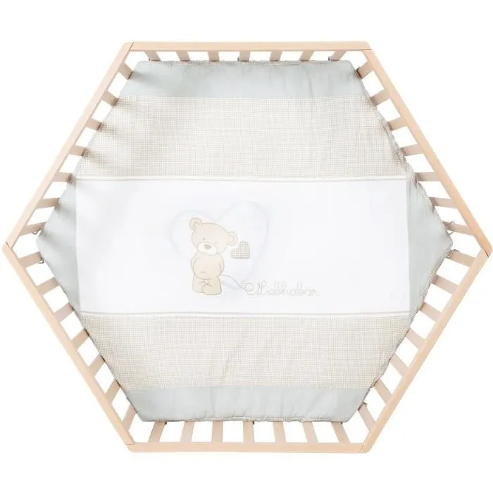 Roba Parque infantil hexagonal - Altura regulable - Base extraíble - 6 ruedas con freno - Madera natural - Diseño de osito de peluche 1 Roba Parque infantil hexagonal - Altura regulable - Base extraíble - 6 ruedas con freno - Madera natural - Diseño de osito de peluche 1