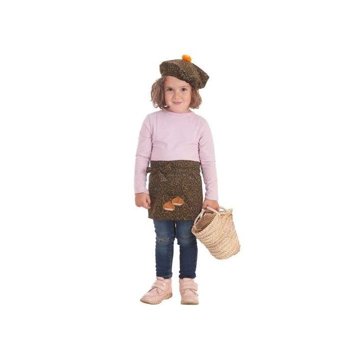 Creaciones Llopis Disfraz Bebé Castañera con Delantal y Gorro de Flores, Talla 0-12 Meses