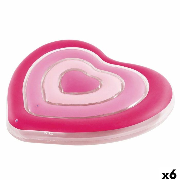 Colchoneta Hinchable Intex Corazón 135 x 155 x 25 cm Rosa (6 Unidades) Colchoneta Hinchable Intex Corazón 135 x 155 x 25 cm Rosa (6 Unidades)