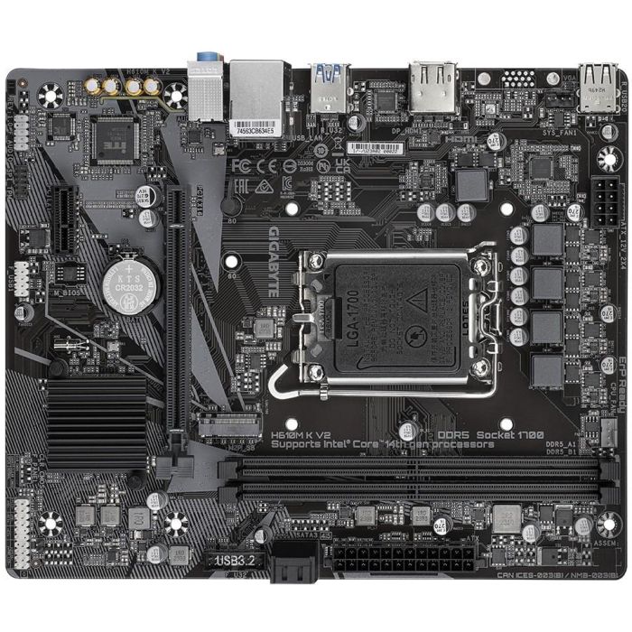 Gigabyte H610M K V2 Placa Base Micro ATX para Intel 14ª/13ª/12ª Gen LGA 1700 DDR5 HDMI DP M.2 PCIe 3.0 SATA 3 Gigabyte H610M K V2 Placa Base Micro ATX para Intel 14ª/13ª/12ª Gen LGA 1700 DDR5 HDMI DP M.2 PCIe 3.0 SATA 3