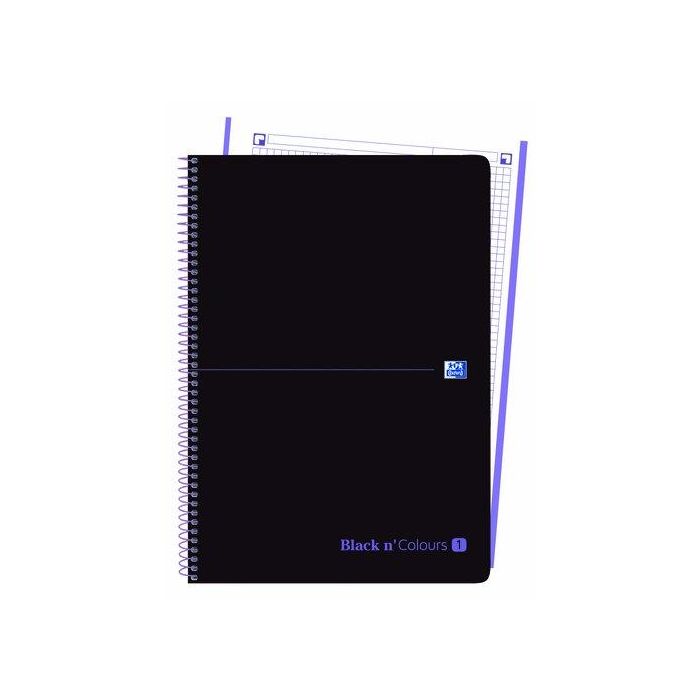 Bloc Oxford Black N´Colors Eu.Book 1 Micro.Tapa Pp A4+ 80H Cuadric. 5X5 90G Negro/Malva 5 unidades