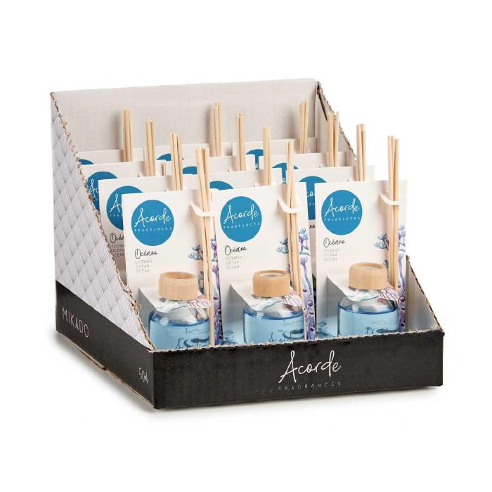 Mikado 50 ml con varilla Océano - Acorde, vidrio, madera, 7x17x5 cm, azul (12 Unidades) 2 Mikado 50 ml con varilla Océano - Acorde, vidrio, madera, 7x17x5 cm, azul (12 Unidades) 2