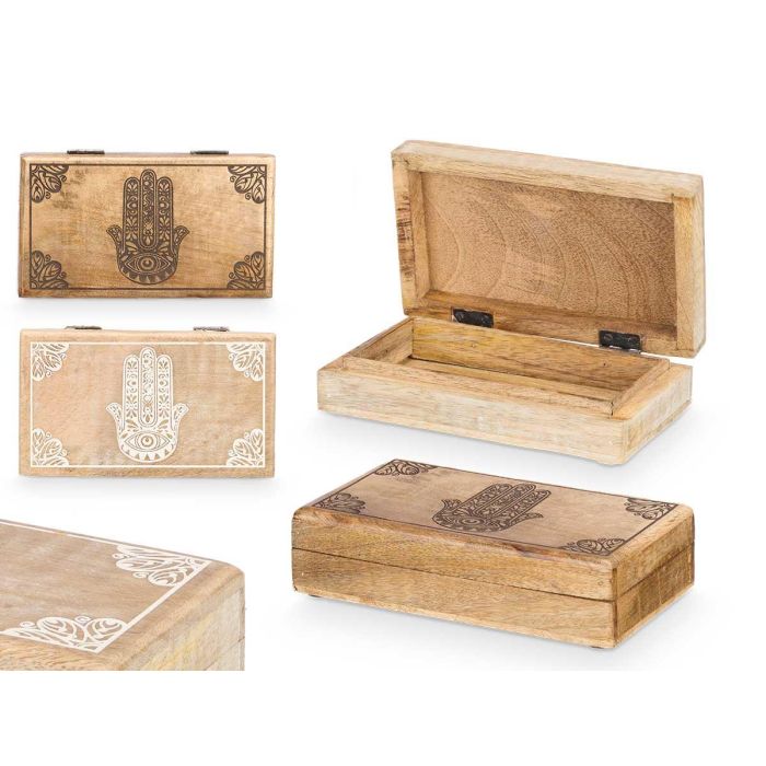 Caja Rectangular Pequeña Hamsa Giftdecor 17.5x5x10 cm, Madera, Surtidos Colores (12 Unidades) Caja Rectangular Pequeña Hamsa Giftdecor 17.5x5x10 cm, Madera, Surtidos Colores (12 Unidades)