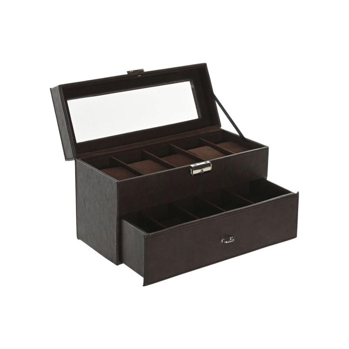 Caja-Joyero Home ESPRIT Marrón Poliuretano Cristal Madera MDF 27,5 x 11 x 15 cm Caja-Joyero Home ESPRIT Marrón Poliuretano Cristal Madera MDF 27,5 x 11 x 15 cm