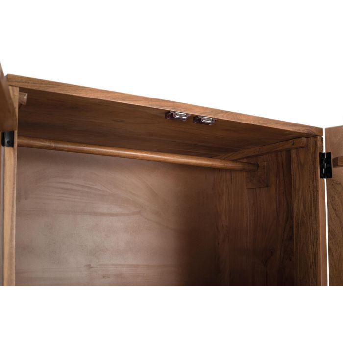 GINER Y COLOMER Mueble de Madera de Acacia con Patas de Metal, 180x90x55 cm, Armario de Almacenamiento con Estantes y Barra para Colgar 3