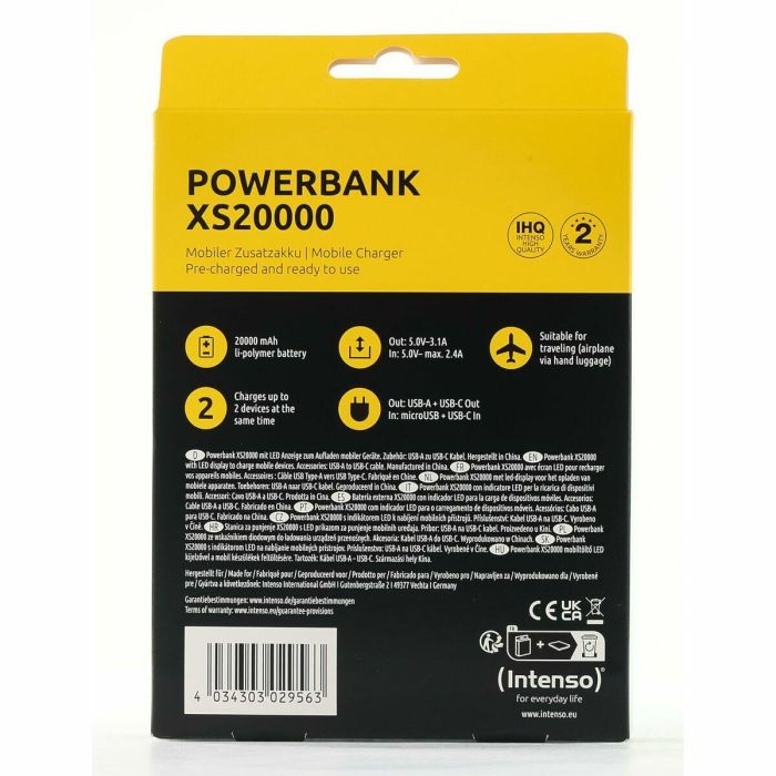 Intenso Powerbank XS20000 20000 mAh Negro - Polímero de litio - Ref: 7313550 2 Intenso Powerbank XS20000 20000 mAh Negro - Polímero de litio - Ref: 7313550 2