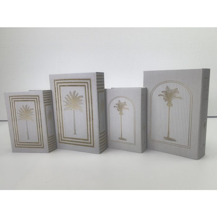Caja Libro Glam DKD Home Decor Blanco Dorado 7 x 30 x 21 cm Set de 2 (2 Unidades) 1